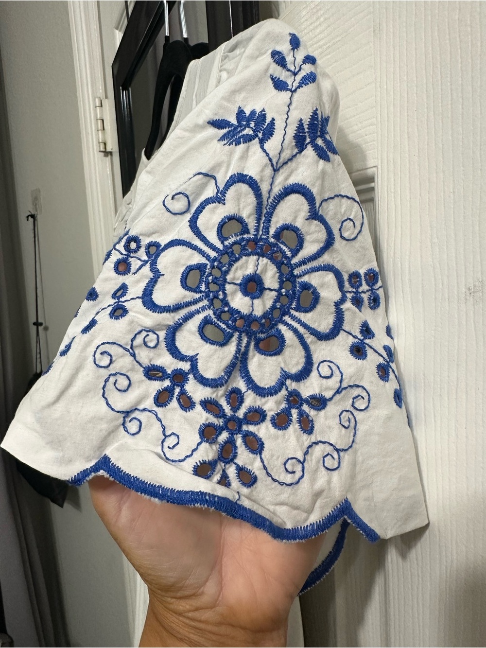 Anthropologie The Somerset by Maeve White Maxi Dress with Blue Embroidery - Picture 8 of 10